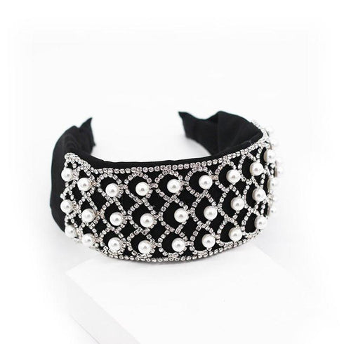 Serre-tête large en perles et strass Kirsten